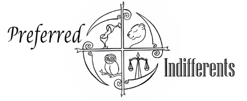 logo of the 4 virtues of stoicism with the words preferred indiferrents